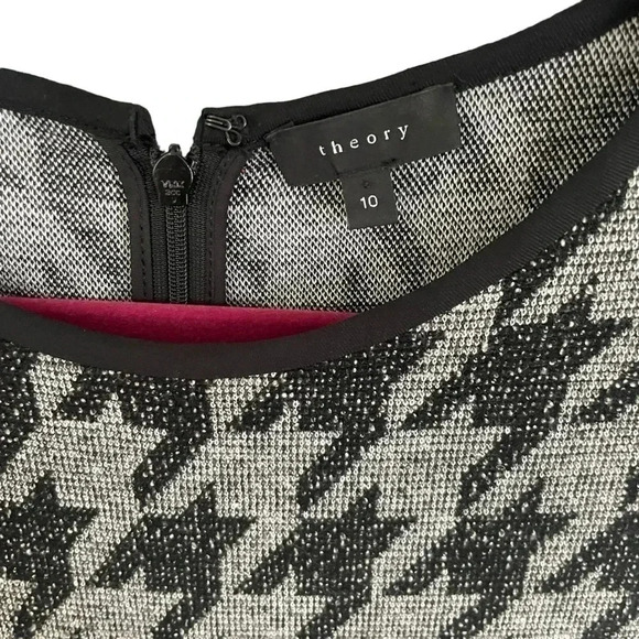 Theory Nikay Dress Black Gray Sleeveless Houndstooth Porter Check - Picture 5 of 8